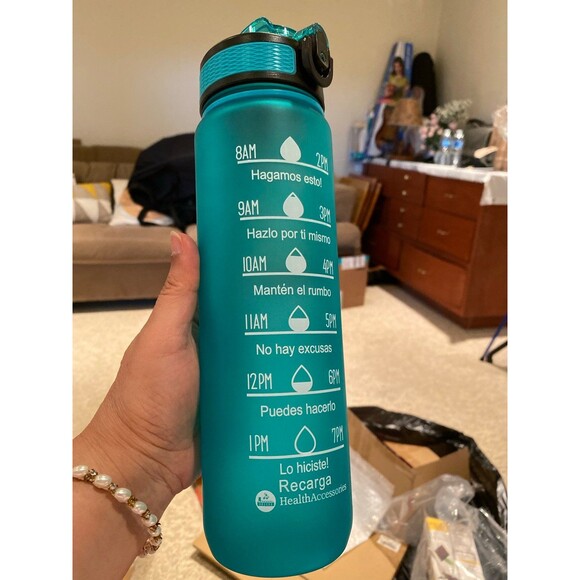 NWT 32 OZ motivational water bottle with straw time marker BPA & toxins free - Picture 4 of 12